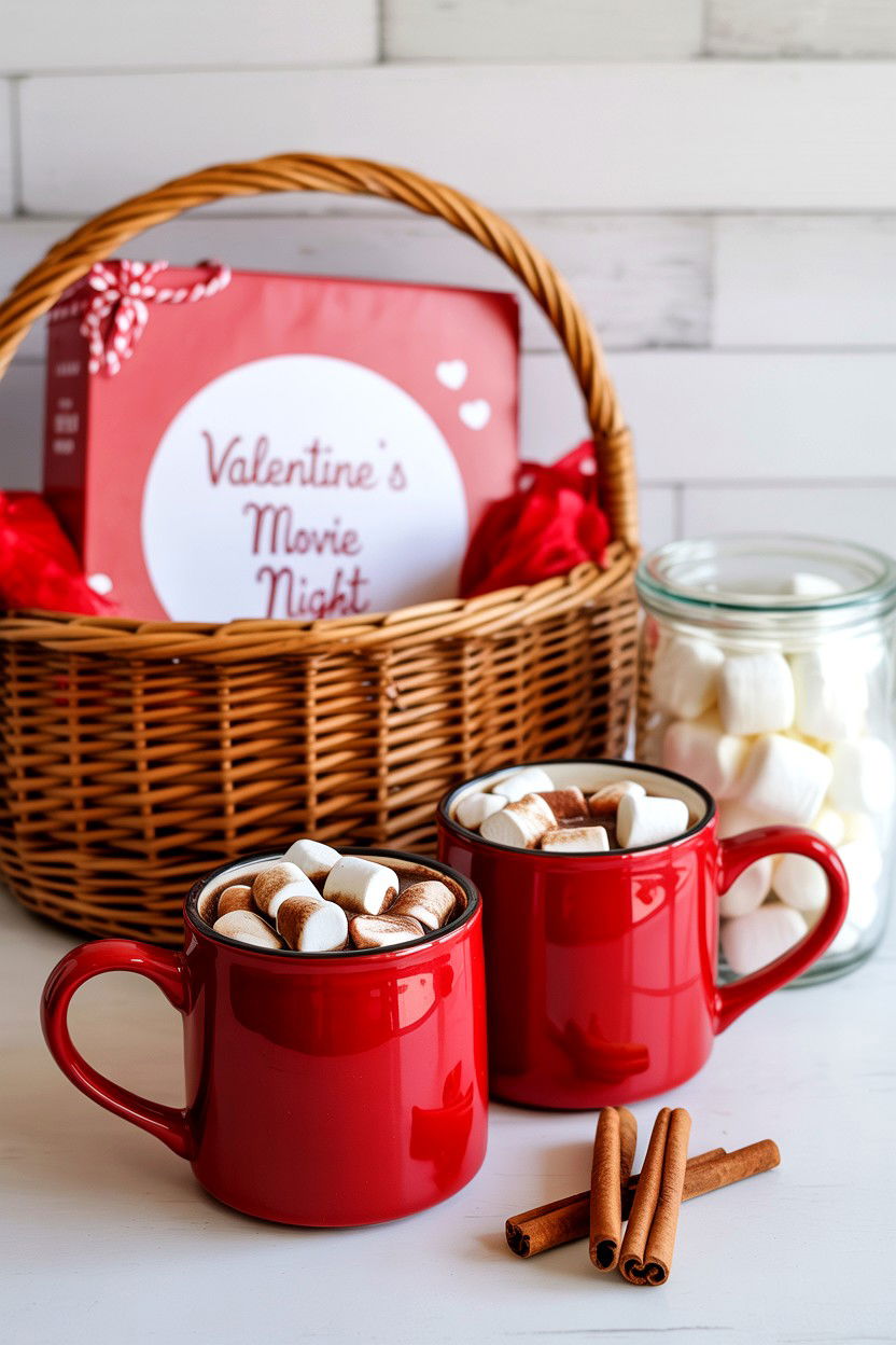 Hot cocoa fireside set - 25 Valentine's Day Movie Night Gift Basket Ideas