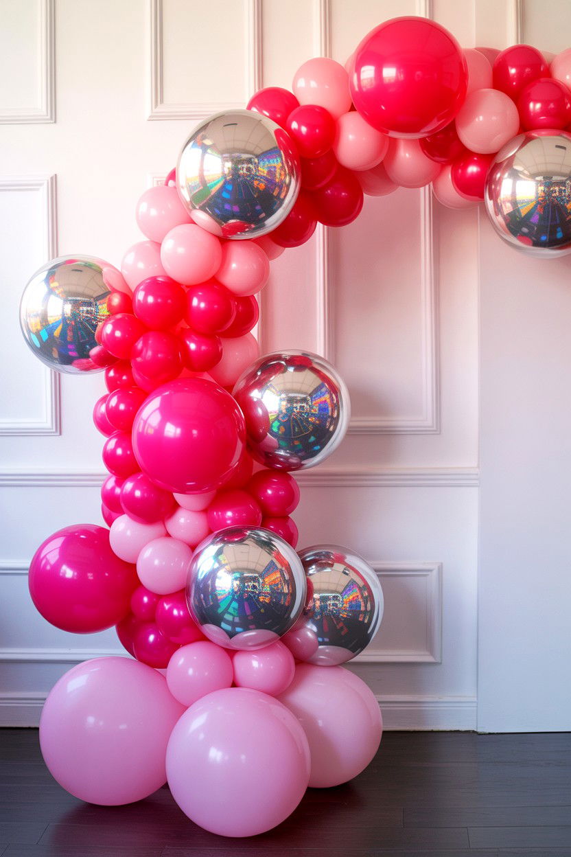 Hot pink balloon arch - 25 Valentine's Day Balloon Arch Ideas