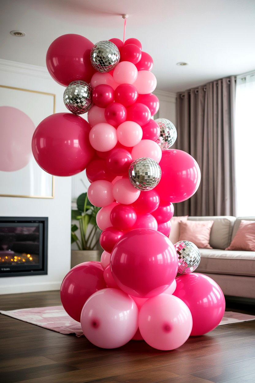 Hot pink balloon garland - 25 Valentine's Day Balloon Garland Ideas