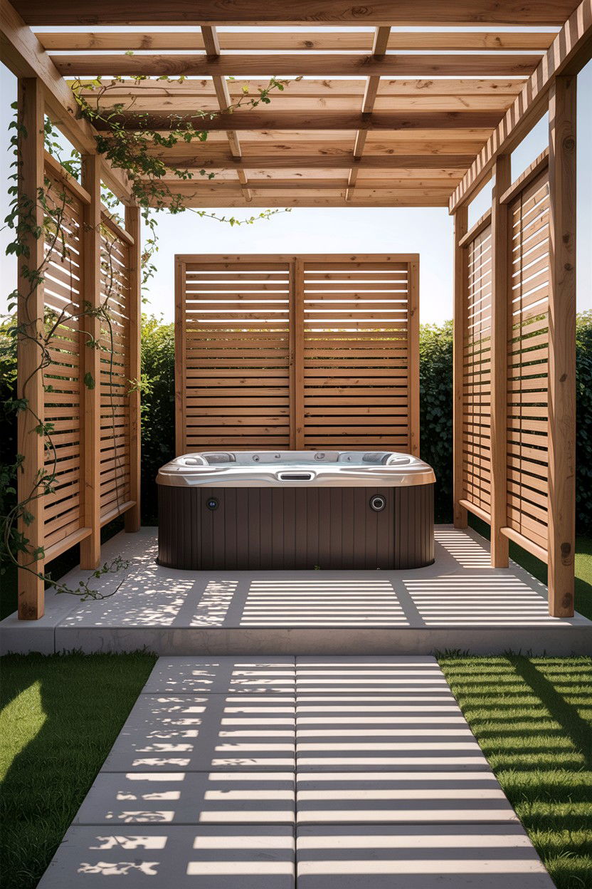Hot tub privacy screens - 30 backyard hot tub ideas
