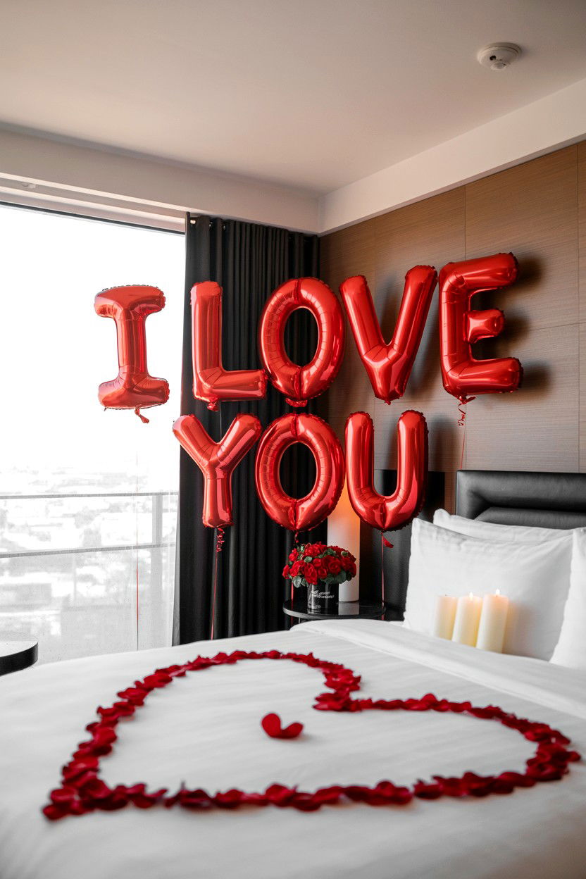 Hotel room decoration - 25 Valentine's Day Reveal Surprise Ideas