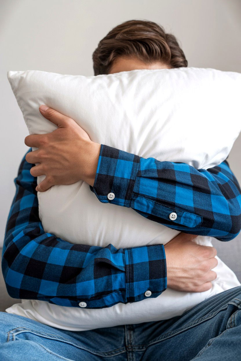 Hugging A Pillow With Shirt - 25 Long Distance Valentine's Day Photo Ideas