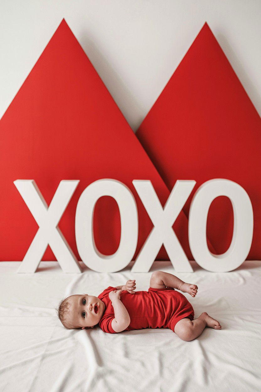 Hugs And Kisses Prop - 25 Valentine's Day Newborn Photo Ideas