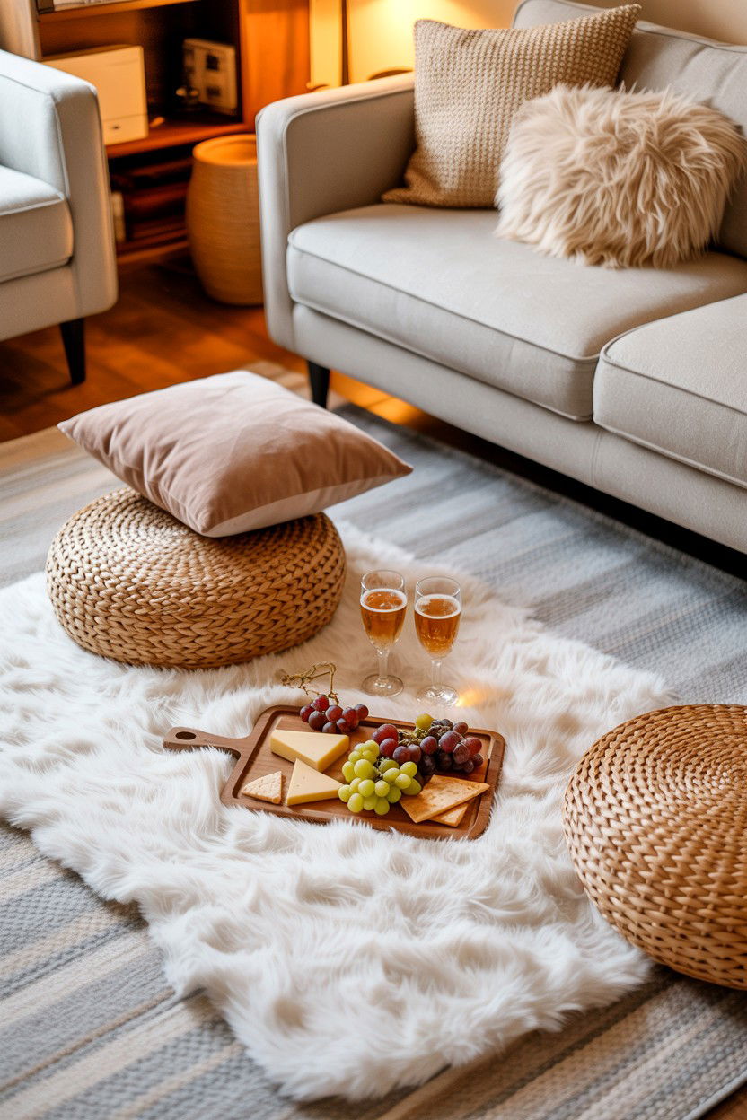 Indoor Picnic Setup - 25 Budget Valentine's Day Surprise Ideas