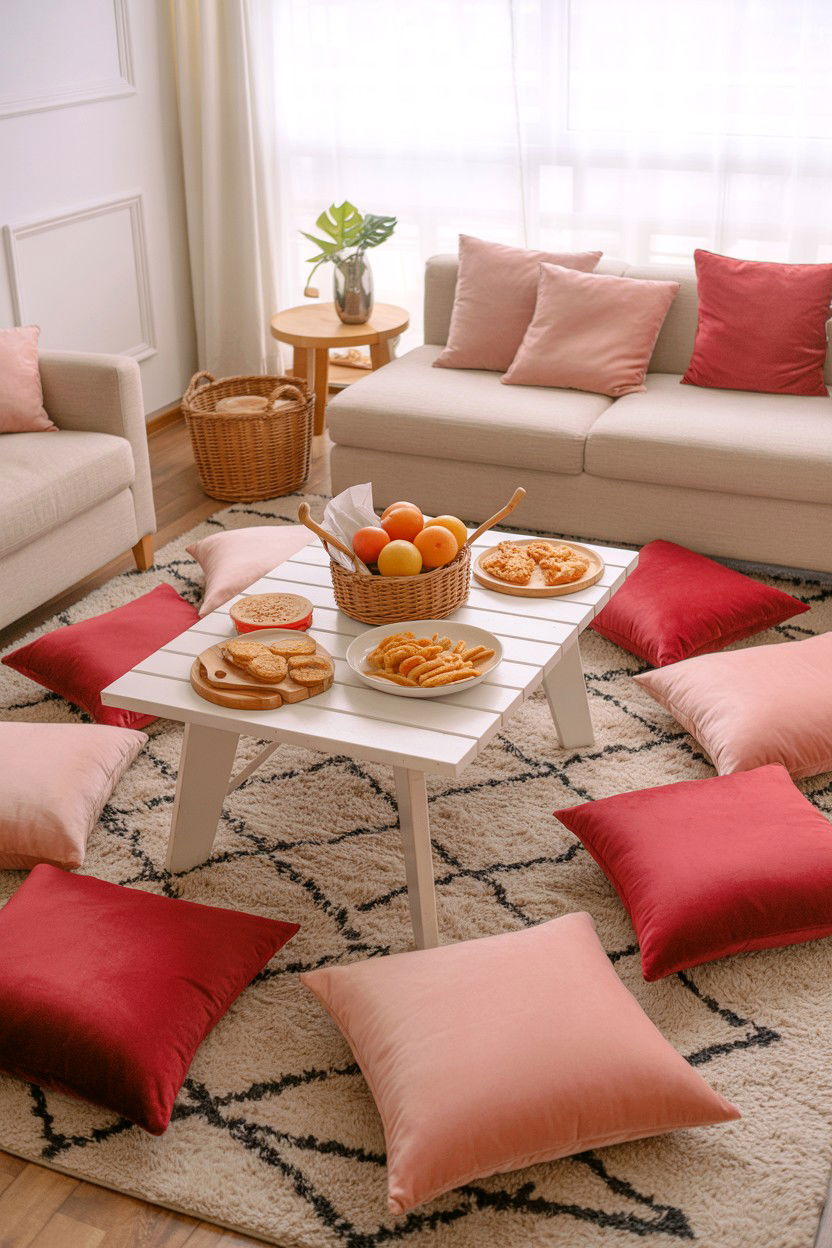 Indoor Picnic - 25 Budget Valentine's Day Room Setup Ideas