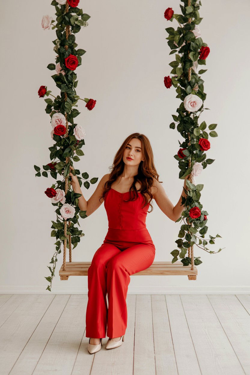Indoor floral swing set - 25 Valentine's Day Studio Photo Ideas