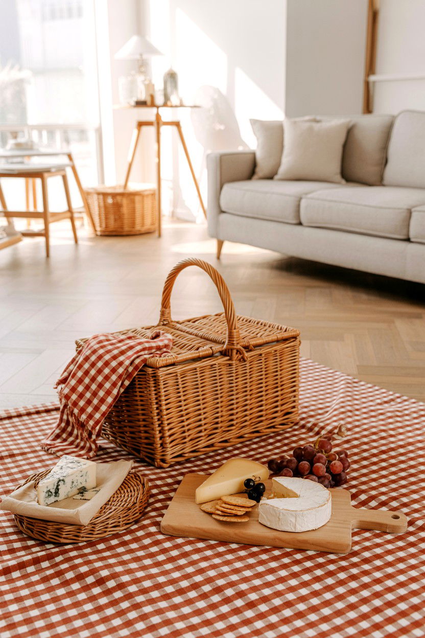 Indoor picnic setup - 25 Inexpensive Valentine's Day Ideas