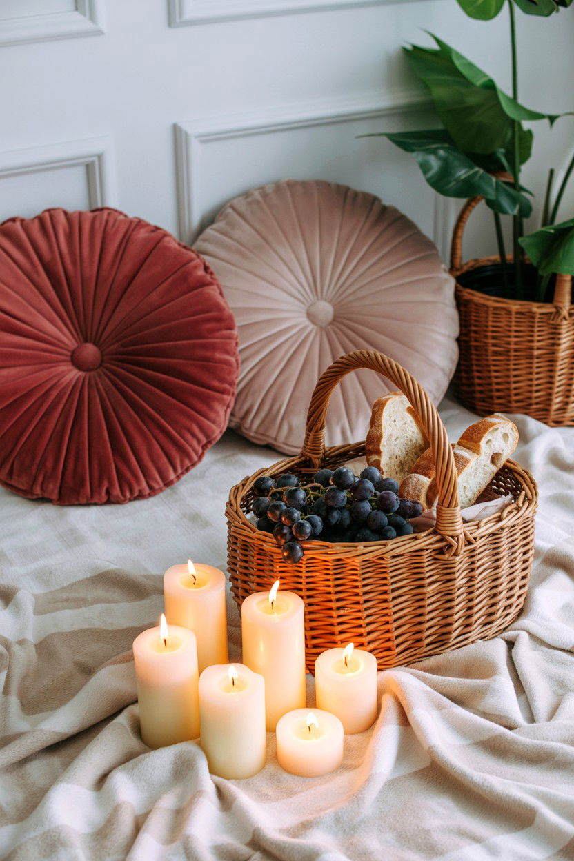 Indoor picnic setup - 25 Valentine's Day Surprise Ideas for Girlfriend