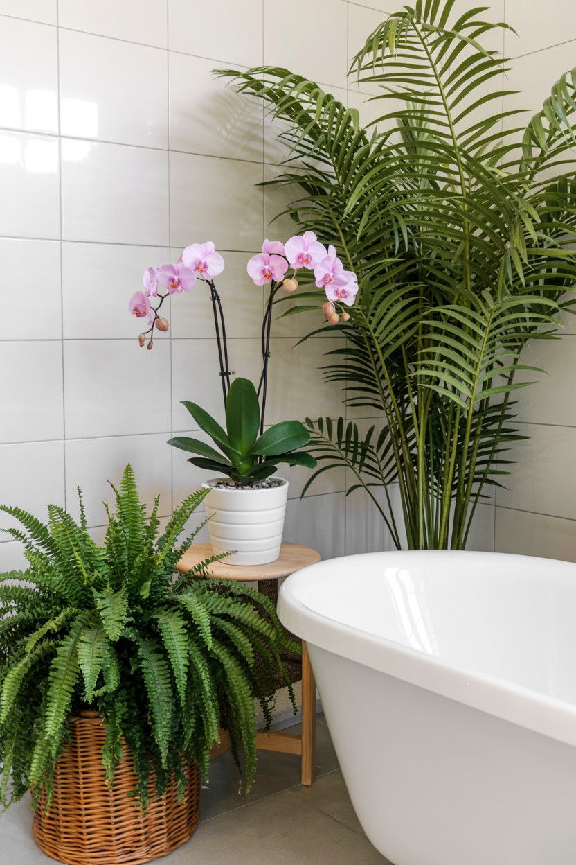 Indoor plant bathroom decor - 25 Valentine's Day Candle Lit Bath Ideas