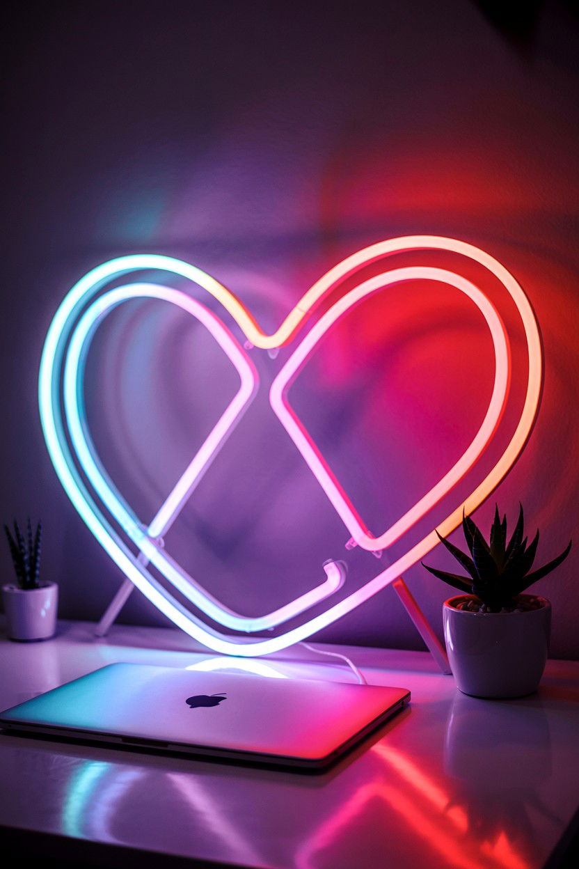 Infinity Heart Neon Sign - 25 Valentine's Day LED Sign Ideas