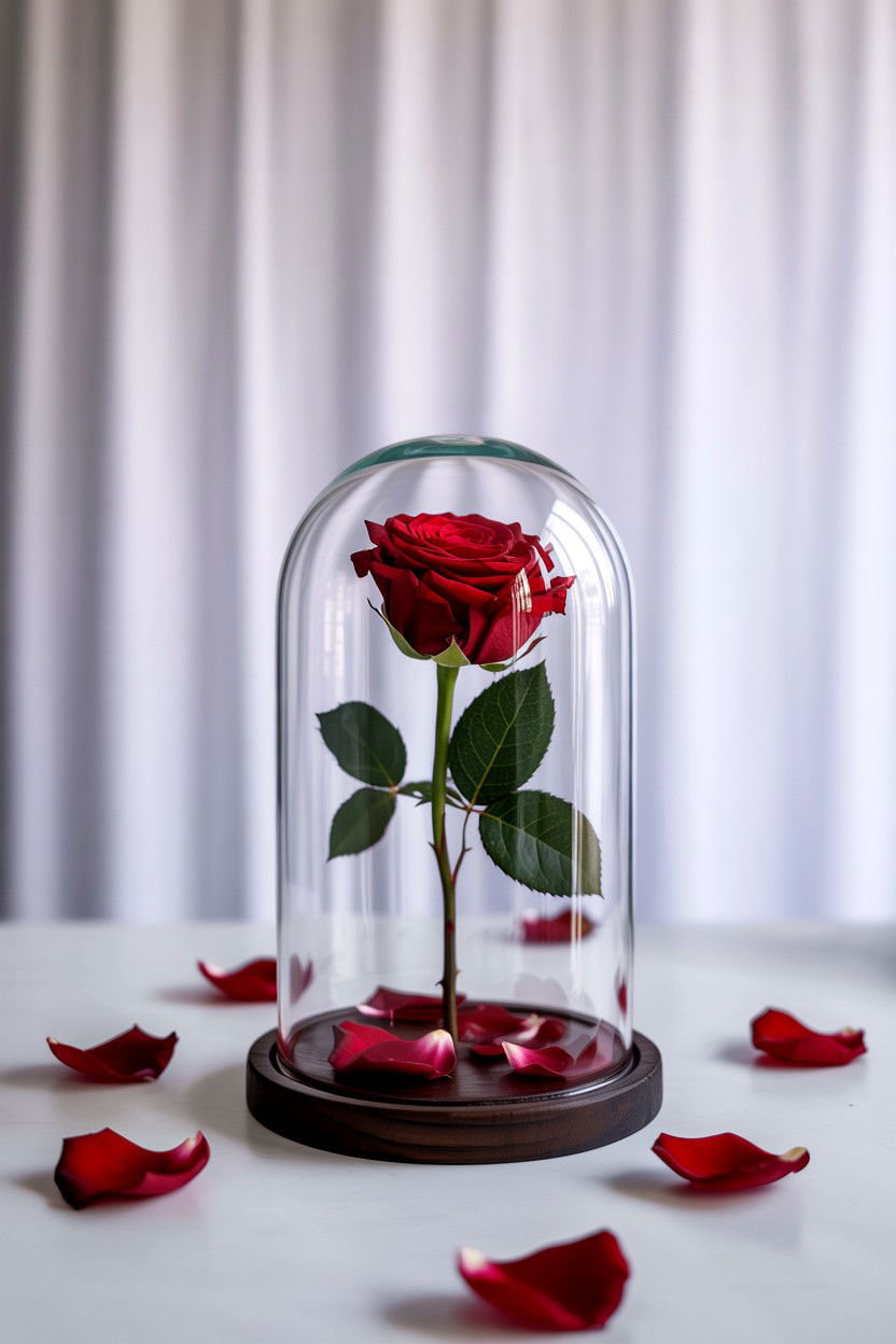 Infinity Rose Glass Dome - 25 Valentine's Day Infinity Rose Ideas