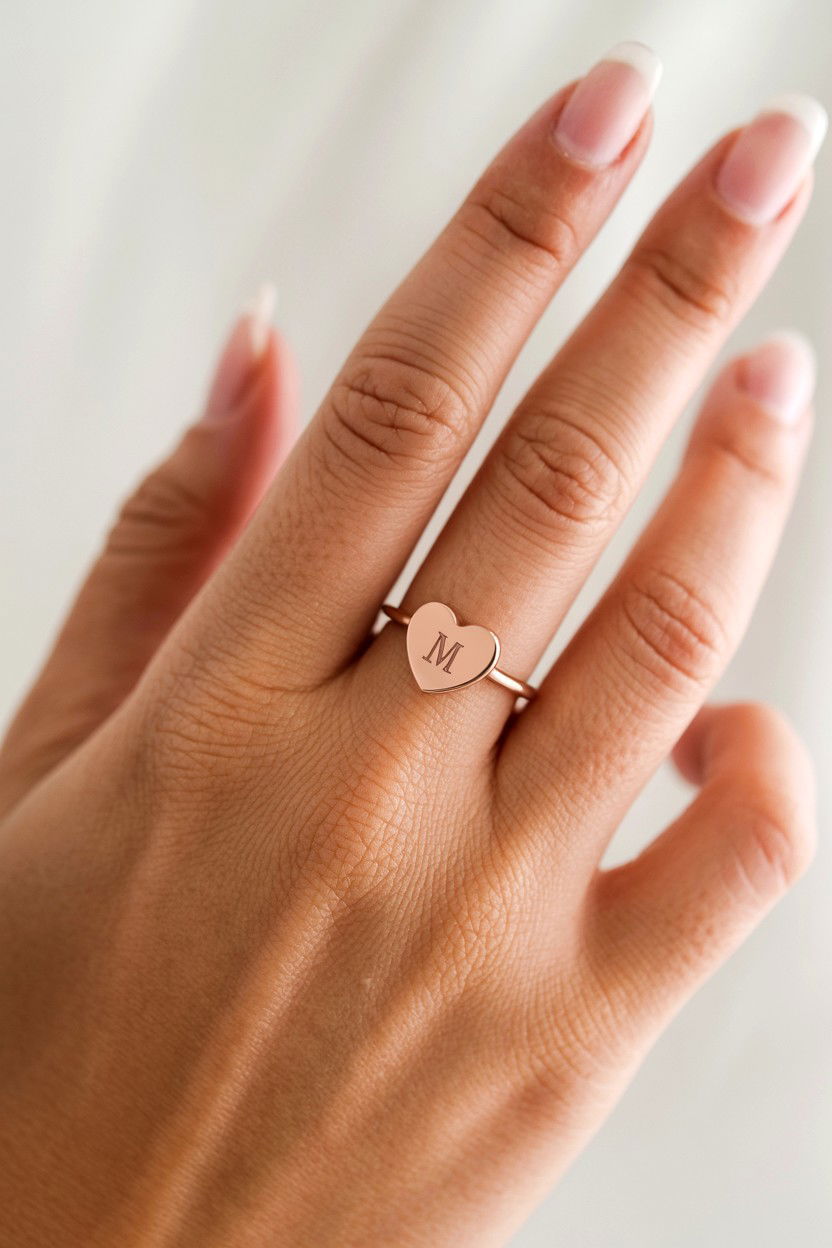 Initial Heart Ring - 25 Sentimental Valentine's Day Gifts for Girlfriend
