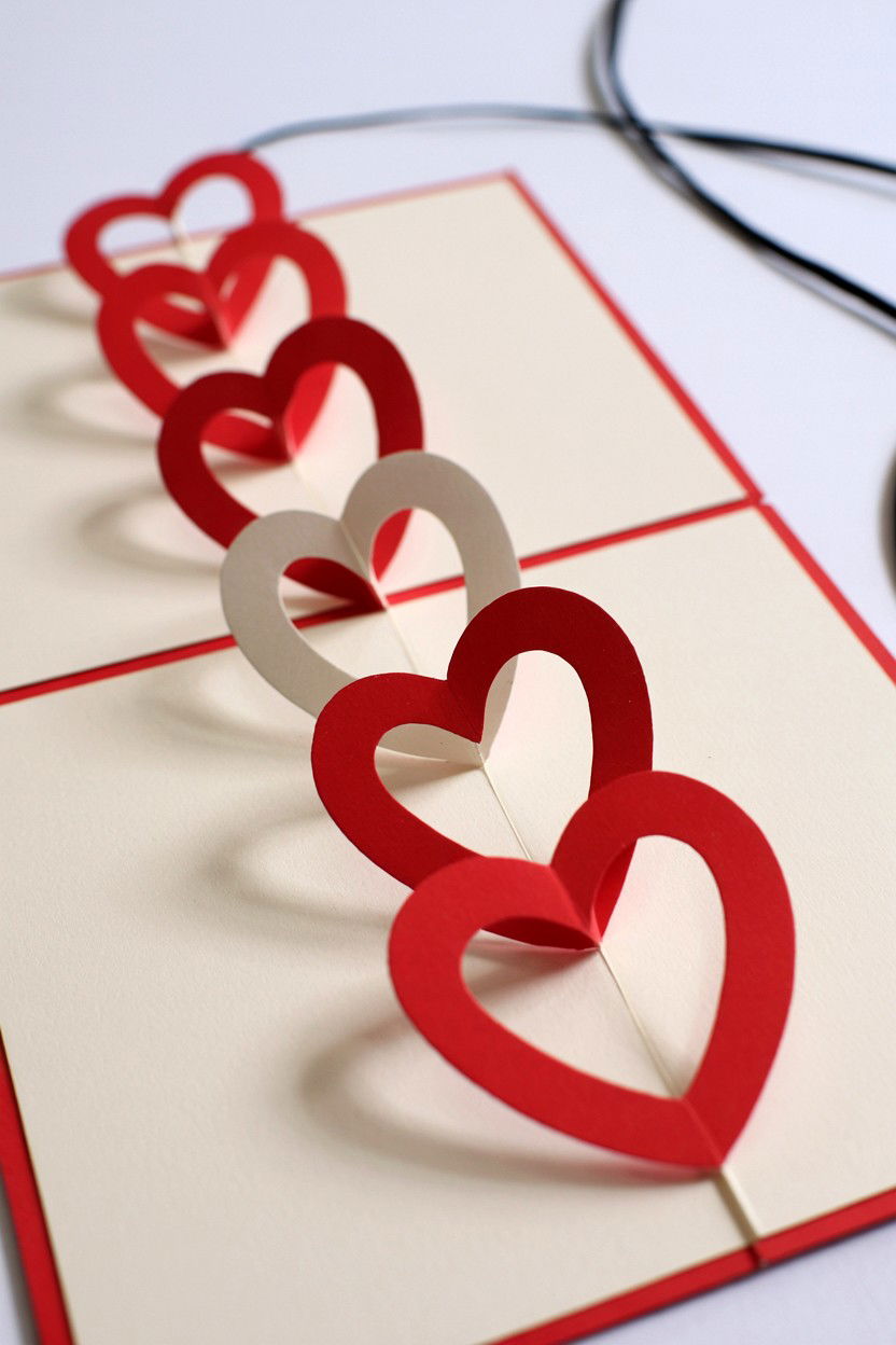 Interlocking Heart Chain - 25 Pop Up Valentine's Day Card Ideas