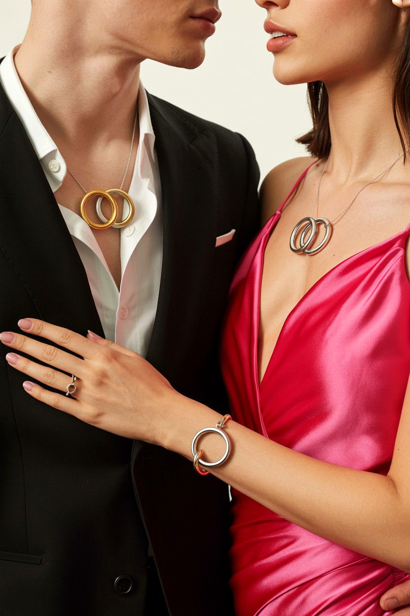 Interlocking Ring Necklaces - 25 Valentine's Day Matching Jewelry Ideas