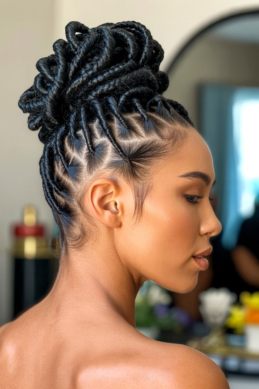 Intricate Loc Updo Date Night - 25 Valentine's Day Loc Hairstyle Ideas