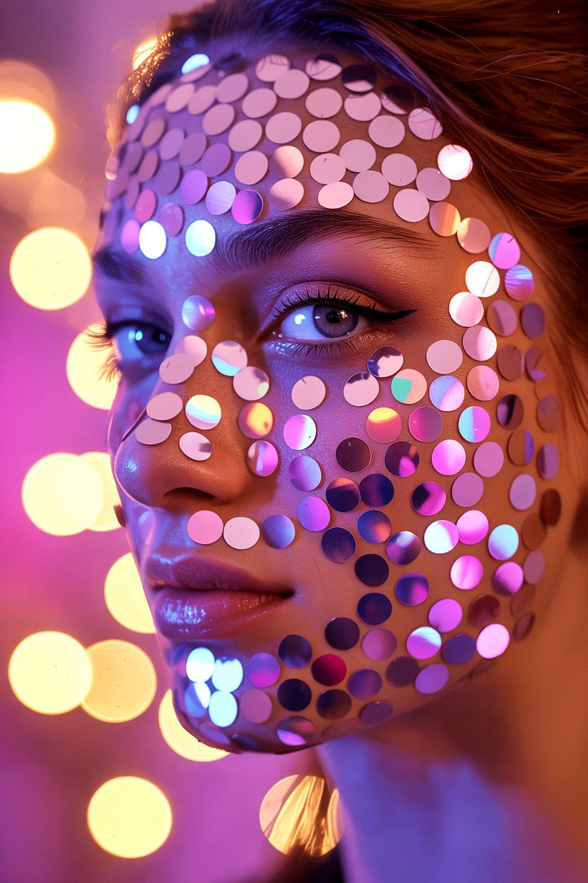 Iridescent Face Sequins - 25 Editorial Valentine's Day Makeup