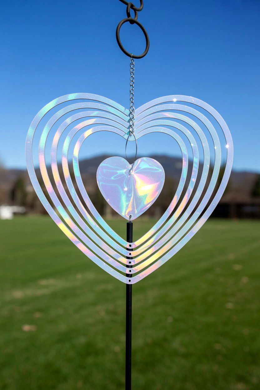 Iridescent Heart Wind Spinner - 25 Valentine's Day Wind Spinner Ideas