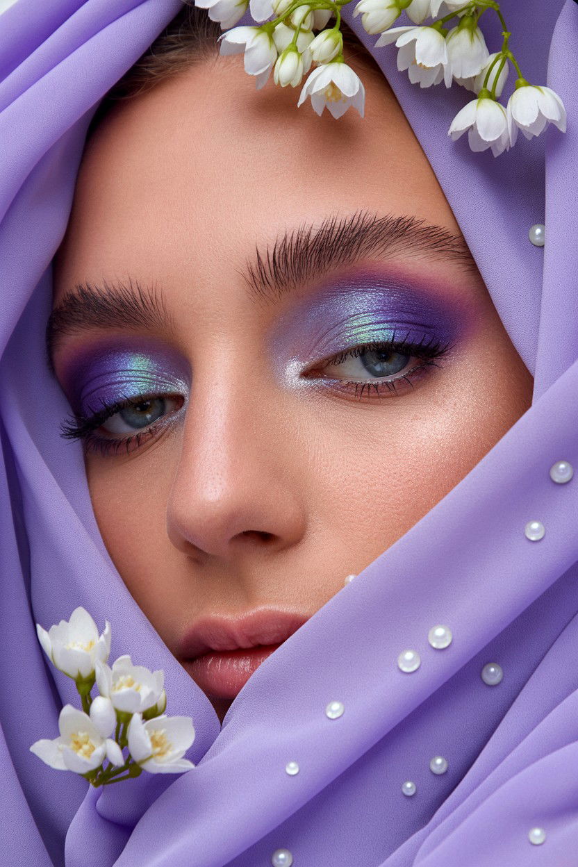 Iridescent Purple Eyeshadow Look - 25 Glitter Valentine's Day Makeup Looks