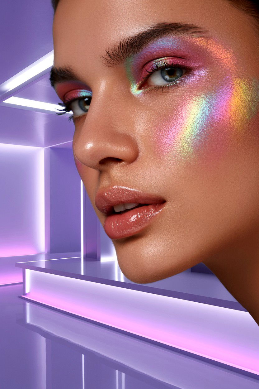 Iridescent highlight makeup - 25 Dewy Valentine's Day Makeup Looks