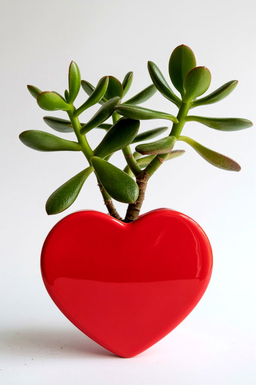 Jade Plant In Heart Pot - 25 Valentine's Day Potted Plant Ideas