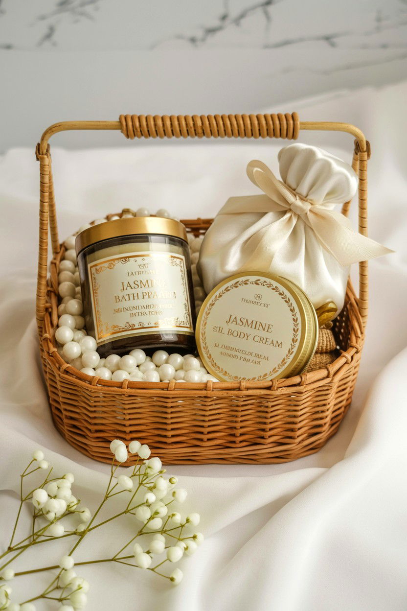 Jasmine Scented Bath Hamper - 25 Valentine's Day Bath Gift Basket Ideas