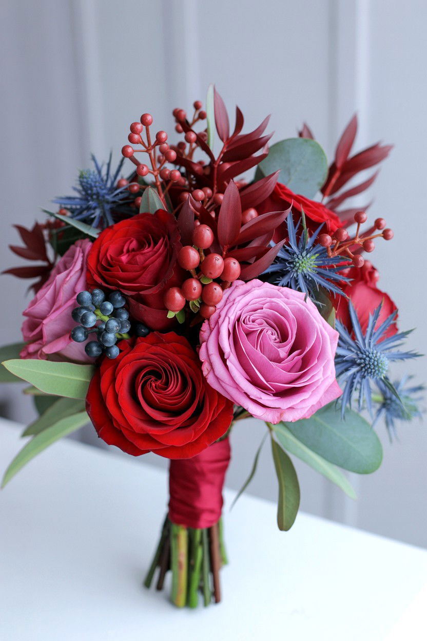 Jewel tone wedding bouquet - 25 Valentine's Day Wedding Bouquet Ideas