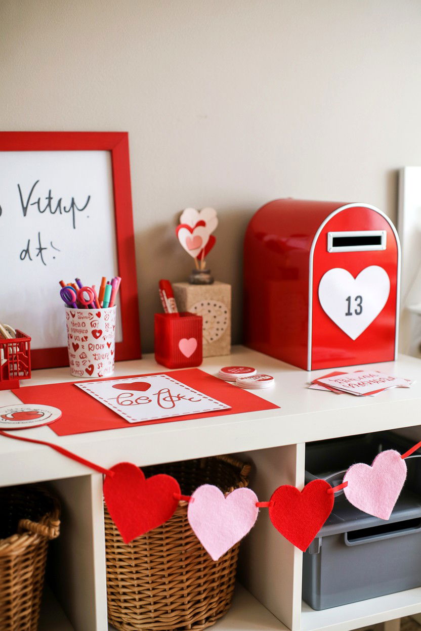 Kids Valentine Station - 25 Valentine's Day Console Table Ideas