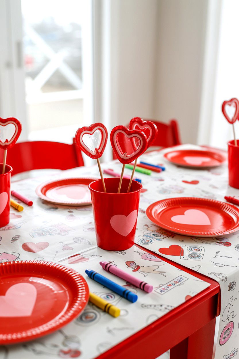 Kids valentine party table - 25 Valentine's Day Tablescape Ideas