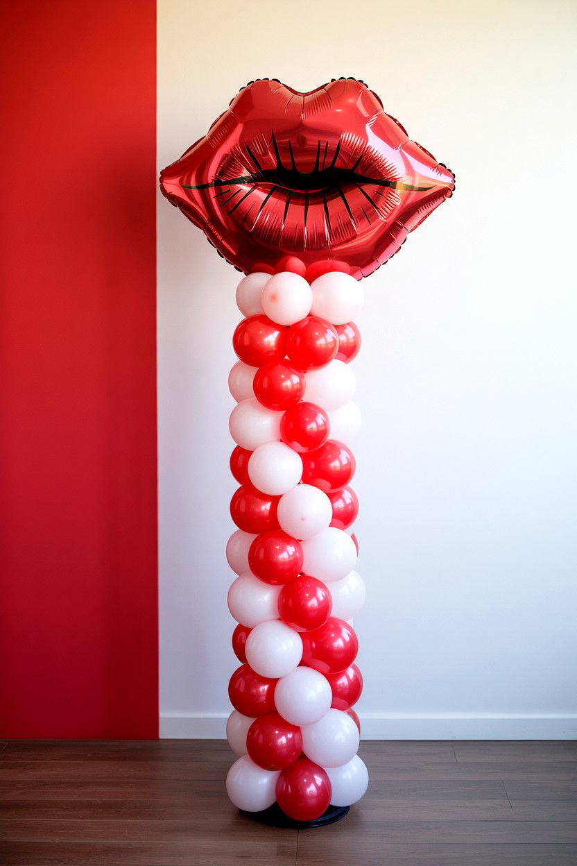 Kiss Me Balloon Column - 25 Valentine's Day Balloon Column Ideas