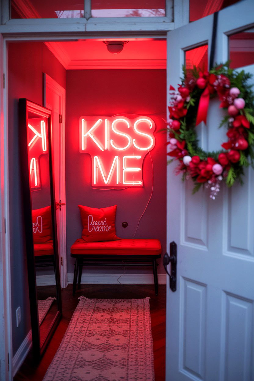 Kiss Me Neon Sign - 25 Valentine's Day LED Sign Ideas
