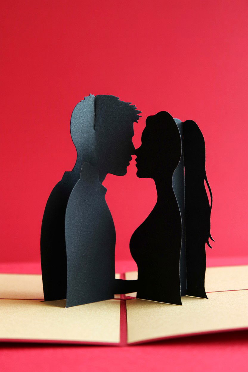 Kissing Couple Silhouette - 25 Pop Up Valentine's Day Card Ideas