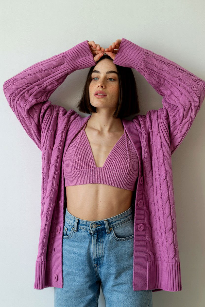 Knit Bralette And Cardigan - 25 Valentine's Day Matching Set Ideas
