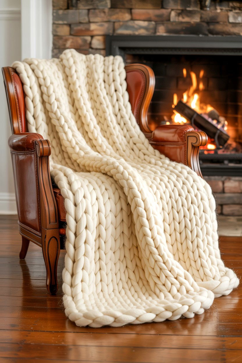 Knitted Wool Throw - 25 Cottagecore Valentine's Day Ideas