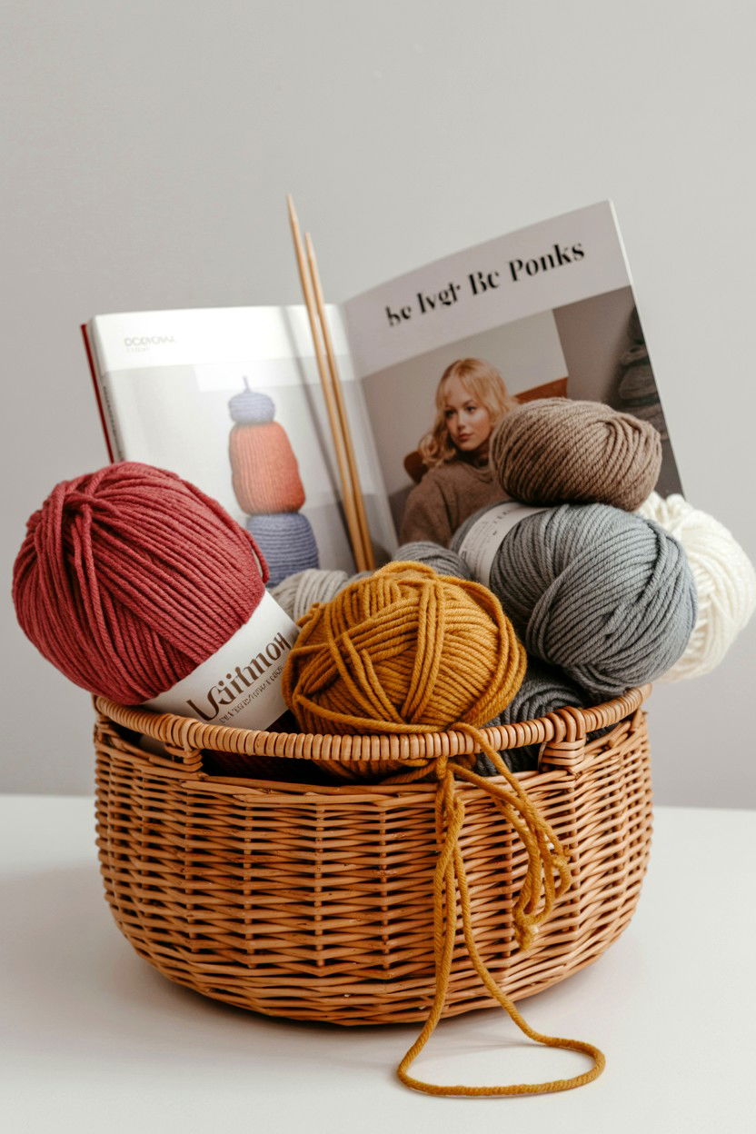 Knitting Gift Basket - 25 Valentine's Day Cozy Gift Basket Ideas