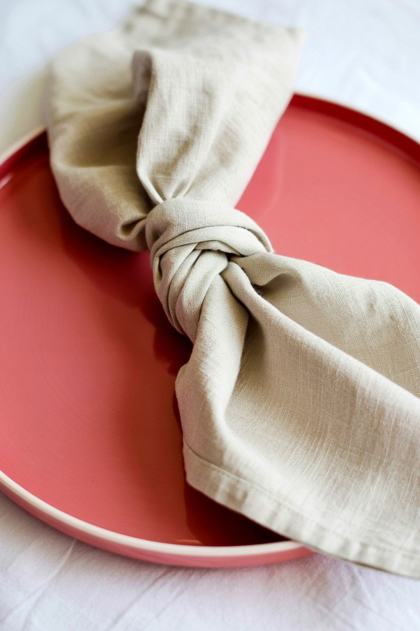 Knotted Linen Napkin - 25 Valentine's Day Napkin Folding Ideas
