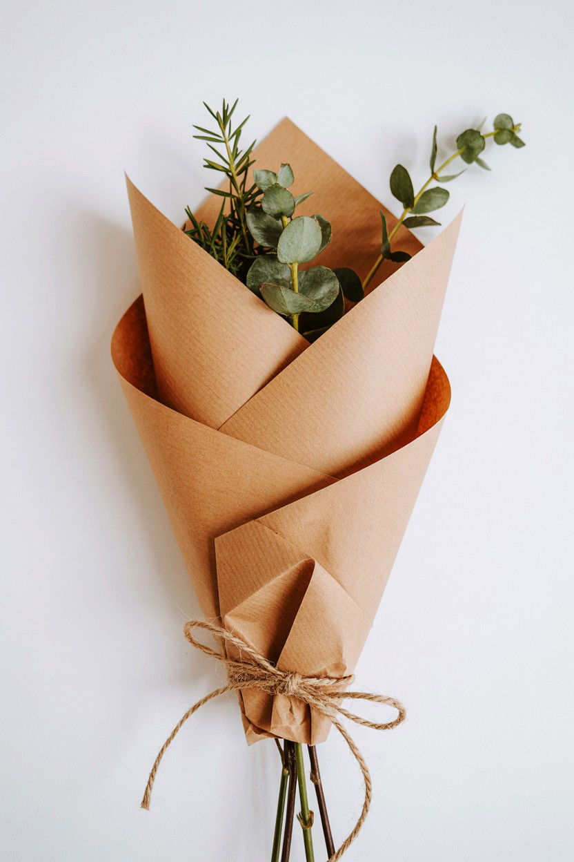 Kraft Paper Flower Wrap - 25 Valentine's Day Flower Wrapping Ideas