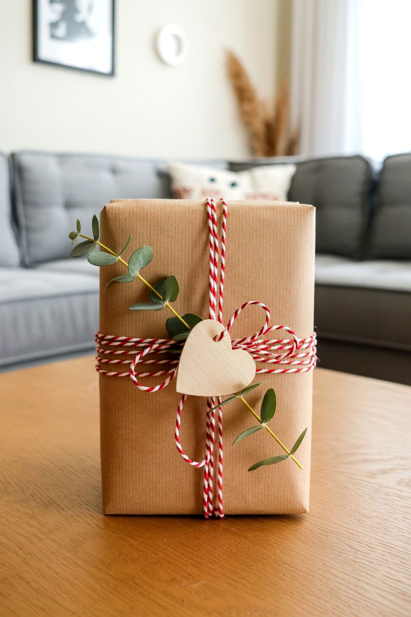 Kraft Paper with Red Twine - 25 Valentine's Day Gift Wrapping Ideas
