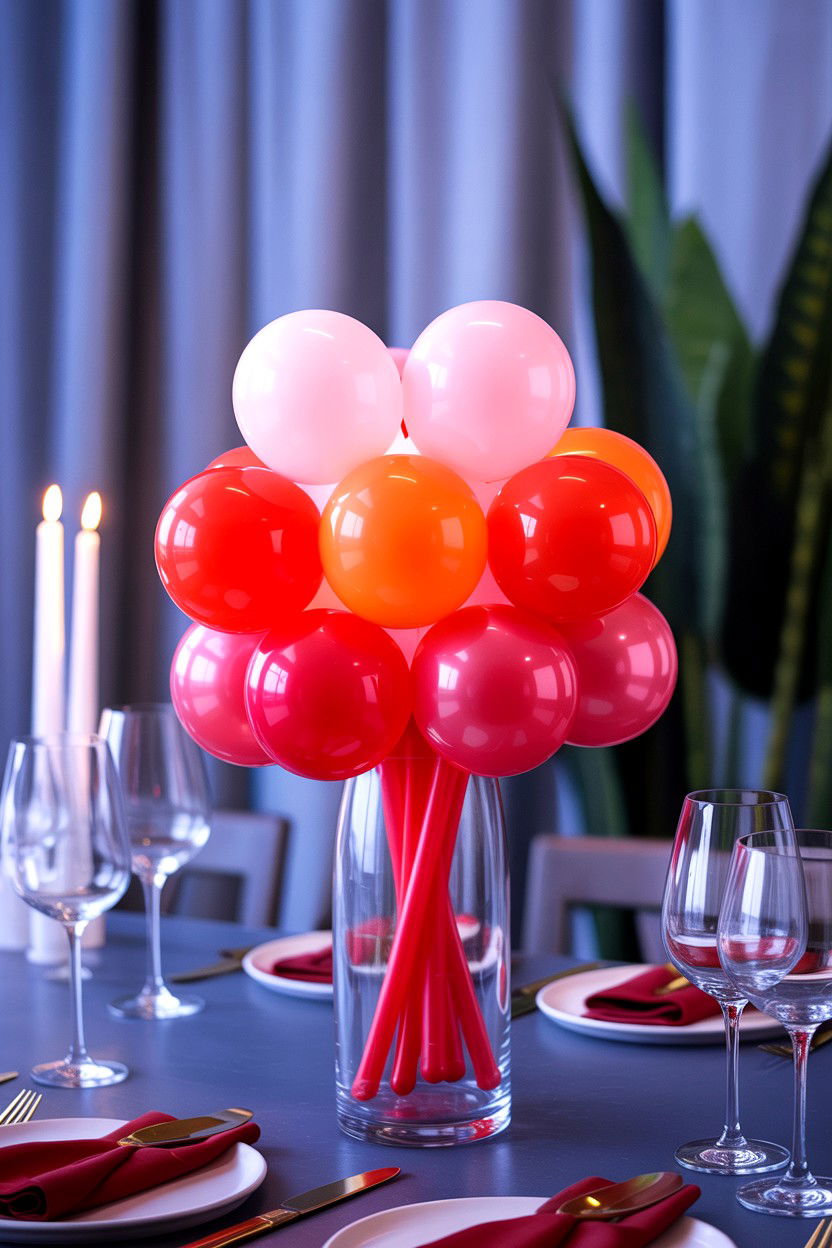 LED Balloon Centerpiece For Dinner - 25 Valentine's Day LED Balloon Ideas