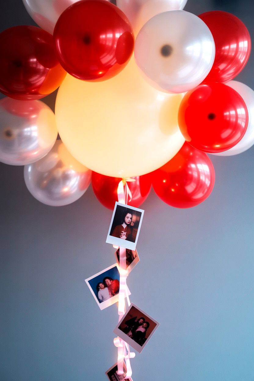 LED Balloon With Hanging Photos - 25 Valentine's Day LED Balloon Ideas