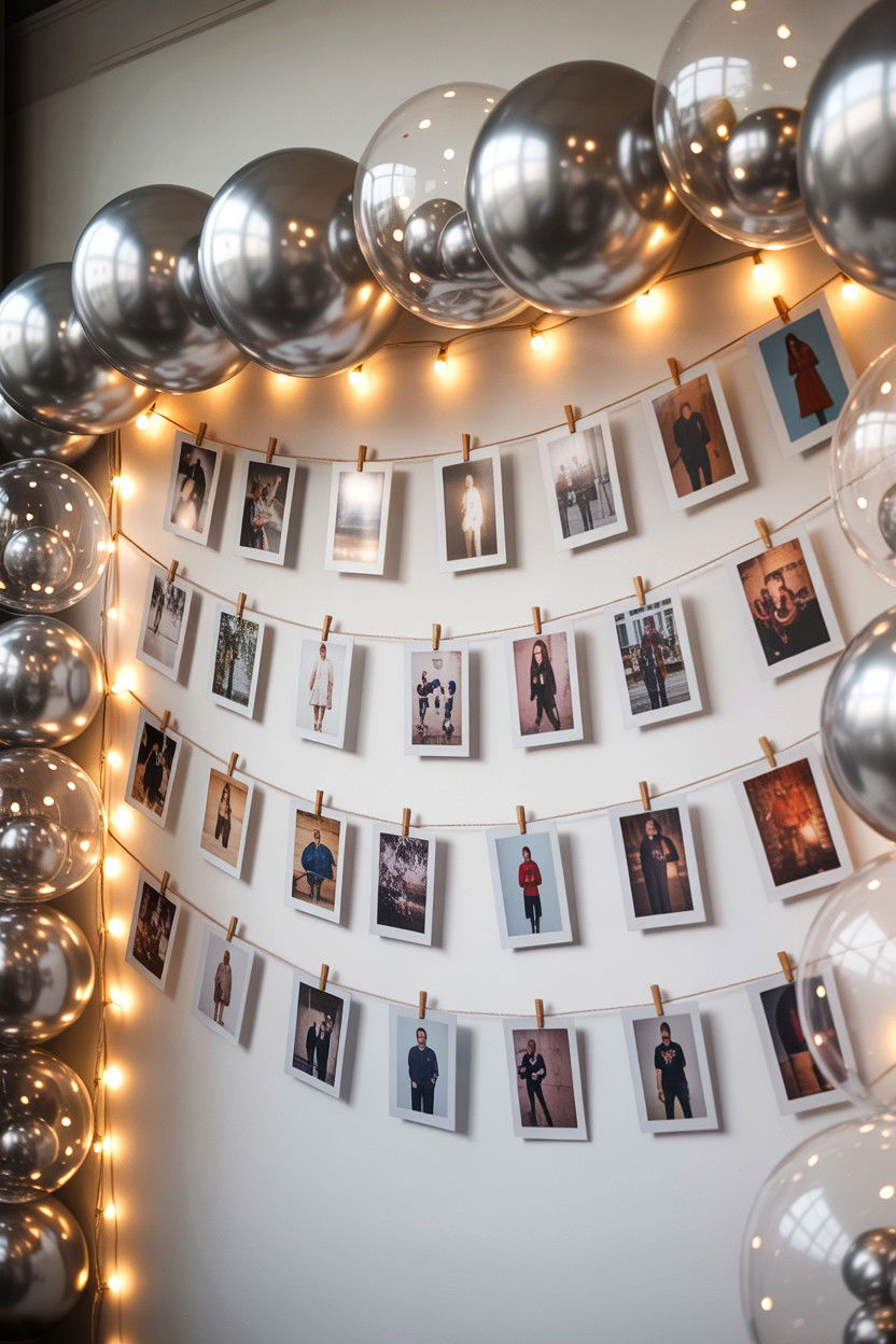 LED light balloon photo wall - 25 Valentine's Day Photo Balloon Ideas