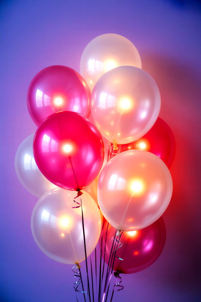 LED light balloons - 25 Valentine's Day Balloon Ceiling Ideas