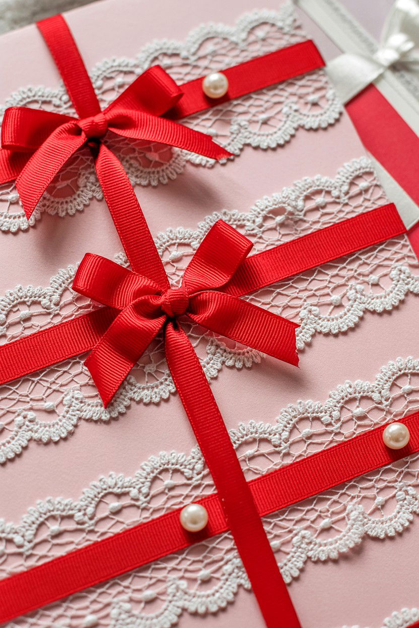 Lace And Ribbon Scrapbook - 25 Valentine's Day Scrapbook Layout Ideas