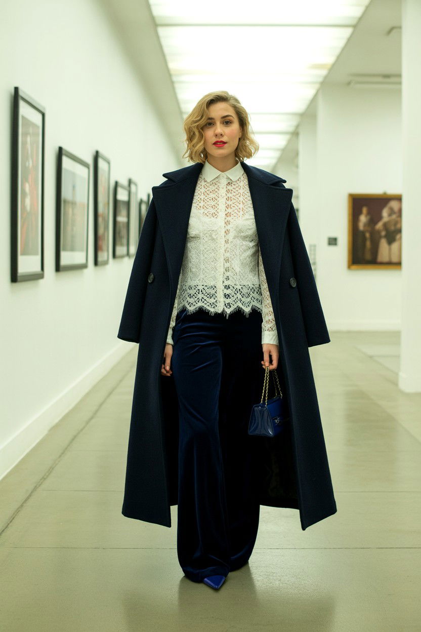 Lace Blouse Layering - 25 Valentine's Day Winter Outfits