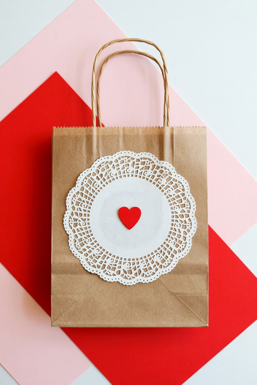 Lace Doily Gift Bag - 25 Valentine's Day Paper Bag Ideas