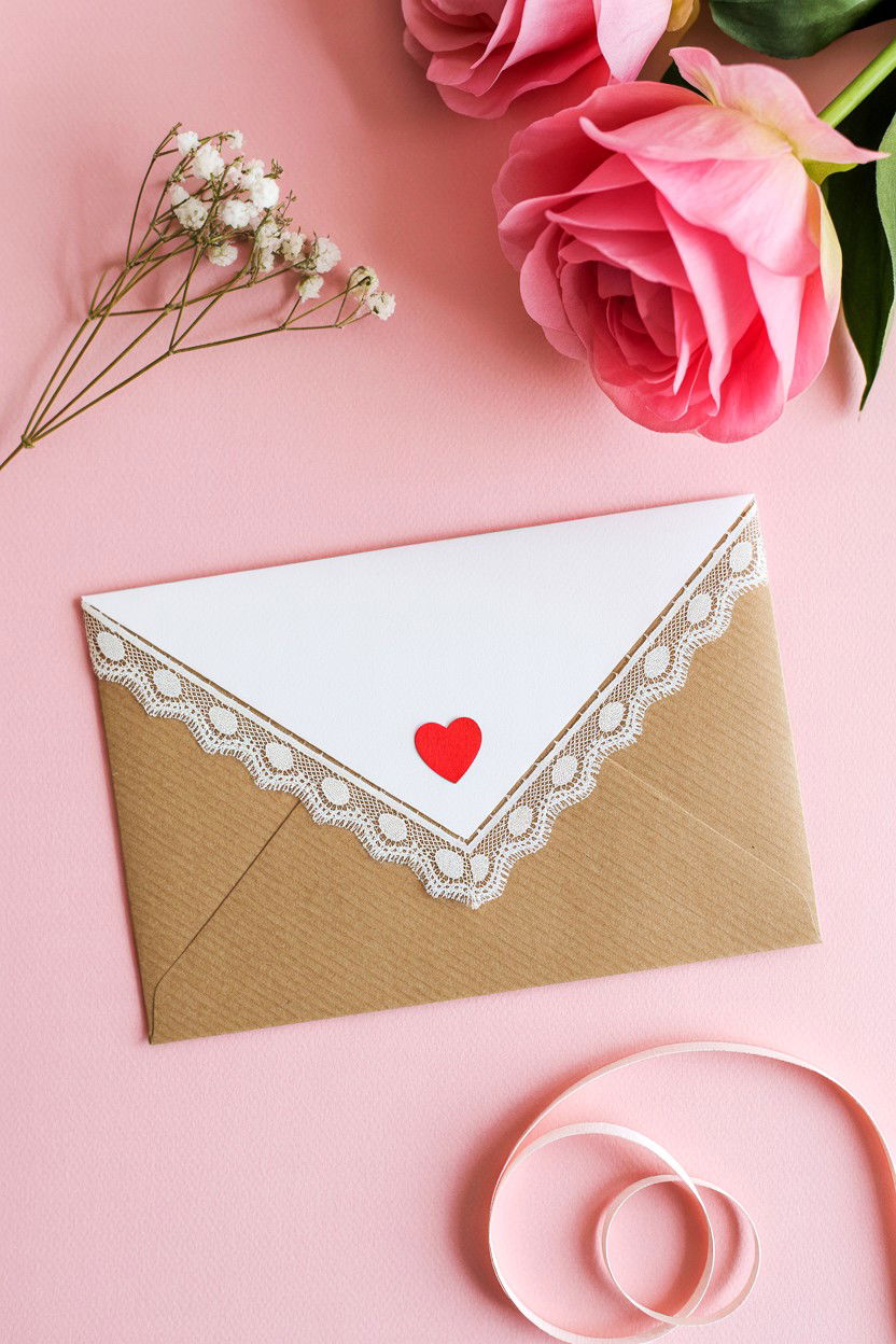 Lace Edge Valentine Envelope - 25 Valentine's Day Envelope Ideas