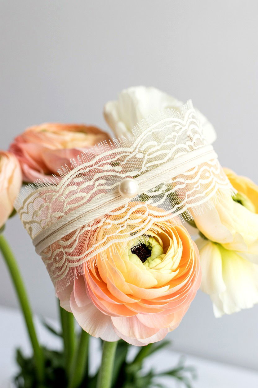Lace Fabric Flower Wrap - 25 Valentine's Day Flower Wrapping Ideas
