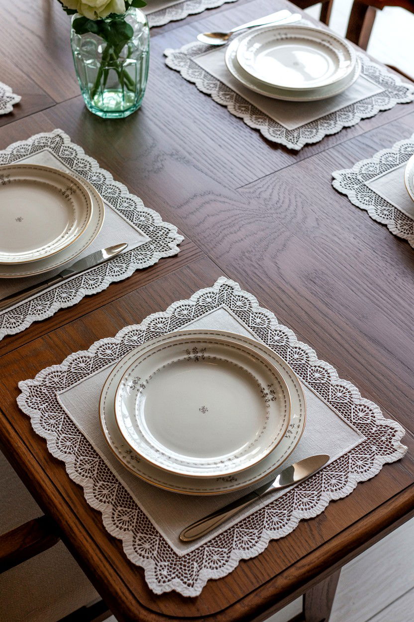 Lace Placemats - 25 Valentine's Day Dinner Table Ideas