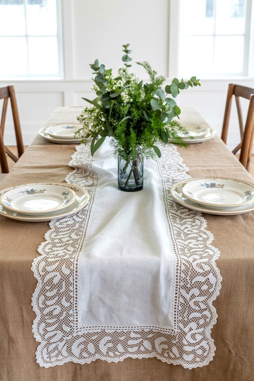 Lace Table Runner - 25 Cottagecore Valentine's Day Ideas