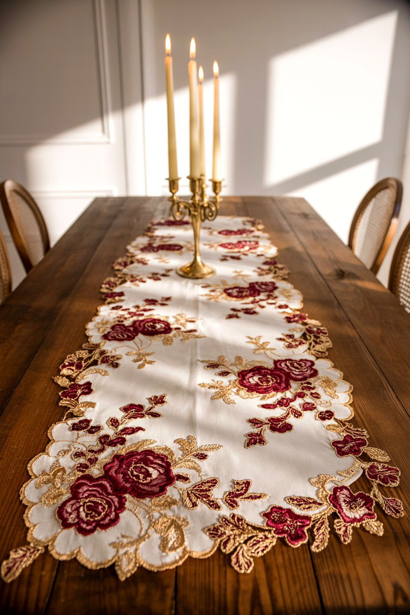 Lace Table Runner - 25 Cottagecore Valentine's Day Decor Ideas