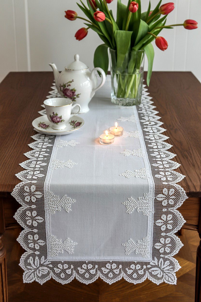 Lace Table Runner - 25 Valentine's Day Tea Ideas